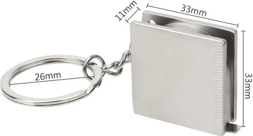 Vista 2 de Cinta métrica de acero inoxidable (3.9 ft) Retractable pocket ruler on a split key ring, small enough for a purse or toolbox, gift for sewing
