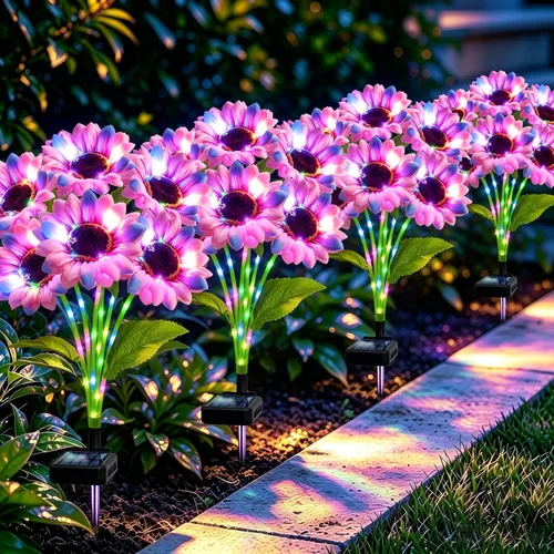 Vista 19 de MRHEPHAESTUS Luces solares de jardín, flores de delfinio 2 unidades 40 LEDs, luces impermeables para exteriores, dos modos de iluminación