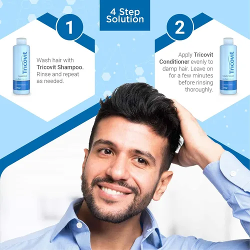 Vista 6 de Tricovit Champú para el crecimiento del cabello para mujeres y hombres, tratamiento del cuero cabelludo para adelgazamiento del cabello, regula