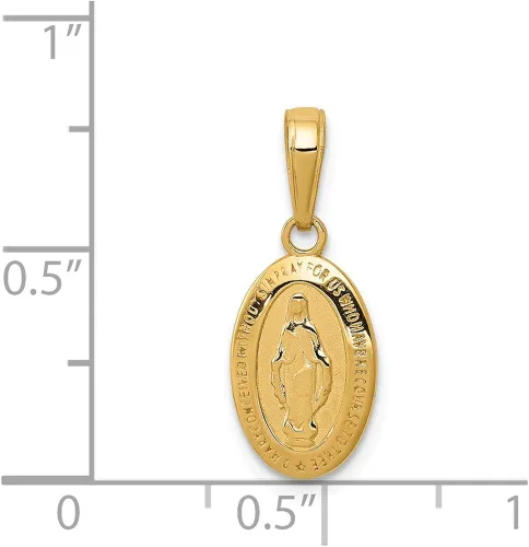 Vista 3 de Colgante de oro amarillo macizo de 14 quilates con medalla milagrosa María, 0.787in x 0.315in