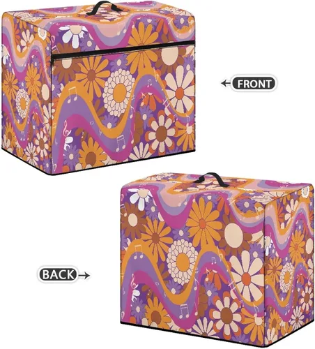 Vista 3 de Funda para máquina de coser de flores hippie grande, cubierta antipolvo, protección de fácil limpieza para máquina de coser, resistente a las Flor