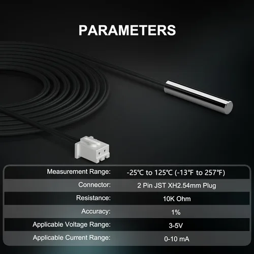 Vista 2 de DROK 3 piezas de sonda de sensor de temperatura de 10K, sonda de temperatura impermeable de 1 metro, sonda de temperatura de acero inoxidable 3950