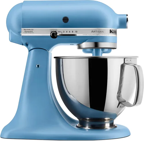 Vista 18 de KitchenAid Artisan Series Batidora de Pie con Cabezal Inclinable de 5 Cuartos con Escudo Vertedor KSM150PS, Crema de Almendra