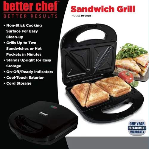 Vista 2 de Impress Panini Contact Grill Plata Metálico, Negro, 8 Pulgadas, IM-286B