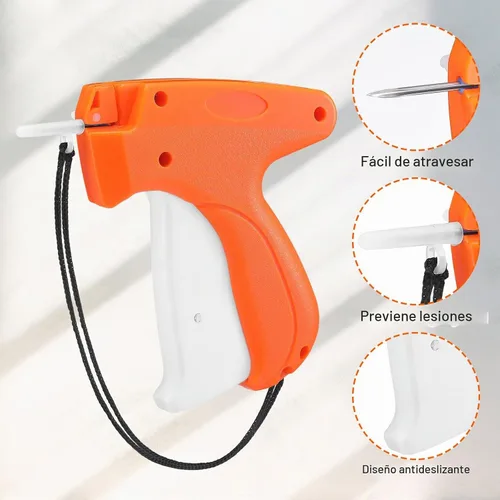 Vista 2 de Honoson Aplicador de pistola de etiquetado de 3 piezas con 15 agujas de Naranja