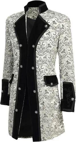 Vista 4 de Chaqueta medieval steampunk para hombre, abrigo gótico victoriano