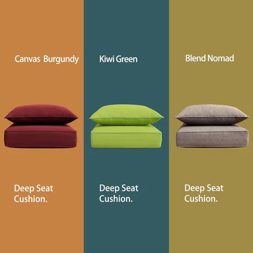 Vista 7 de Cojín para muebles de exterior, cojines para silla de asiento profundo de patio, asiento de espuma, tela Sunbrella, 24 x 24 pulgadas, lona borgoña