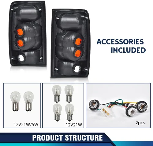 Vista 6 de PIT66 Conjunto de luces traseras compatible con camioneta Toyota Hilux Pickup Truck 1989 1990 1991 1992 1993 1994 1995, lámparas de freno traseras