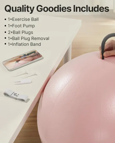 Vista 6 de YOTTOY - Pelota de ejercicio antiestallido para entrenamiento, yoga y embarazo, extragruesa para terapia física y fitness