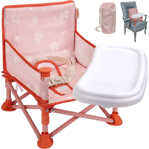 Vista 11 de Tiny Marvels Silla portátil 3 en 1 para bebé, asiento elevado acogedor, asiento para bebé con bandeja, plegable compacto, silla para niño pequeño