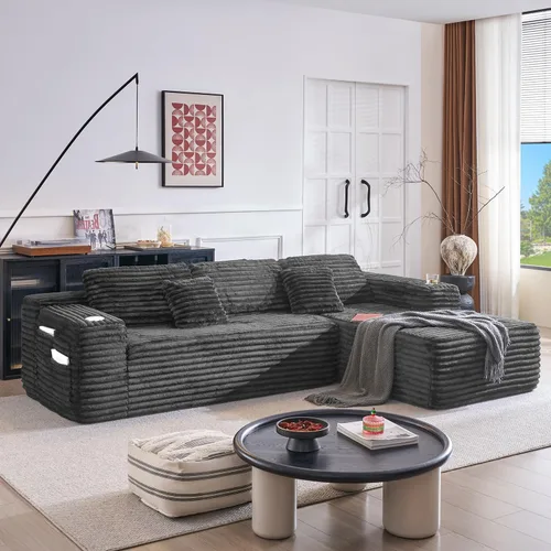 Vista 23 de Sofás seccionales de nube de gran tamaño para sala de estar, sofá modular de 7 plazas en forma de U de 122 pulgadas con diván, asiento profundo