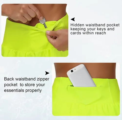 Vista 5 de THE GYM PEOPLE - Pantalones cortos deportivos de entrenamiento para mujer, con cintura alta, de secado rápido, con forro de malla y bolsillos