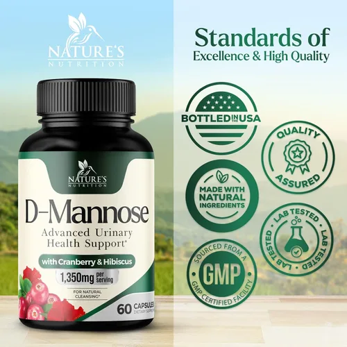 Vista 4 de D-manosa 1000 mg por porción – Arándano e hibisco – Eficaz de acción rápida, elimina las impurezas para la vejiga, suplemento de apoyo a la salud