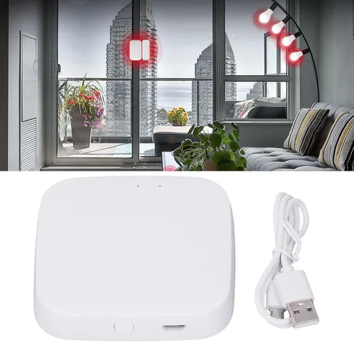 Vista 4 de TOPINCN Puerta de enlace Cerradura de puerta de entrada sin llave Control remoto App Smart Door Lock Bridge Bluetooth Gateway Hub para ZigBee
