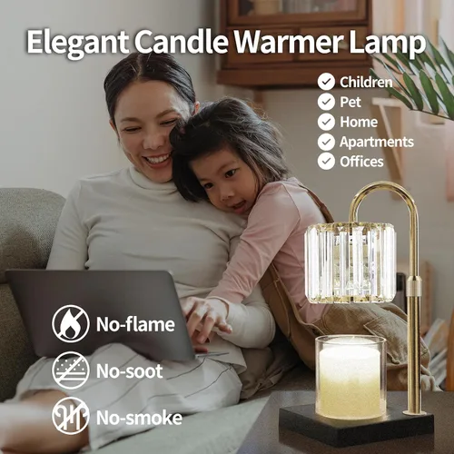 Vista 9 de Lámpara calentadora de velas, calentador de cera, temporizador y regulador de intensidad de 7 niveles, compatible con la mayoría de las velas