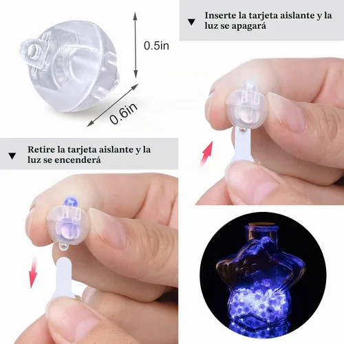 Vista 2 de Aogist 50 Piezas Luces para Globos Azules con Aro para Colgar, Mini Lámpara de Bola Redonda Pequeña Luz LED para Linternas de Papel y Vidrio