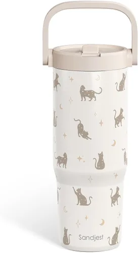 Vista 16 de SANDJEST Besties - Vaso de acero inoxidable con tapa para pajita de 30 onzas con asa de transporte para mujeres, niñas, mejores amigas, taza de café