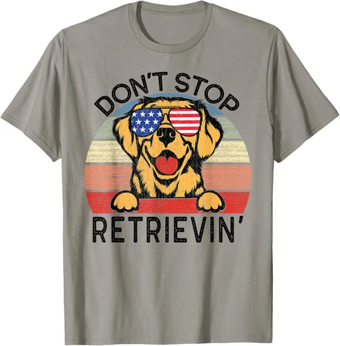 Vista 21 de Golden Retriever Dog Don't Stop Retrievin' Camiseta, Gris