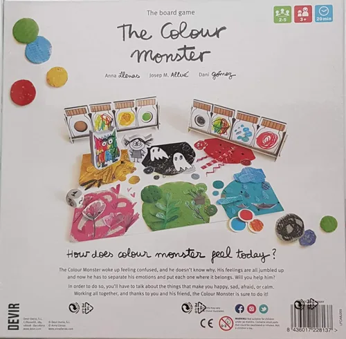 Vista 2 de Devir - Juego de mesa The Color Monster, juego cooperativo para niños sobre emociones y memoria, juego educativo familiar para niños, a partir de 3