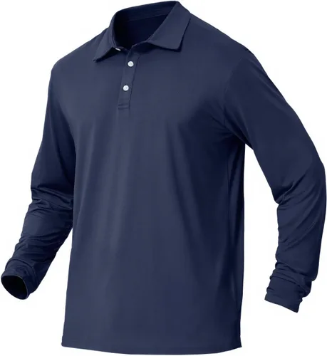 Vista 64 de NAVISKIN Camisas polo de manga larga para hombre, camisas de golf con cuello UPF 50 SPF para hombre, secado rápido, absorbe la humedad