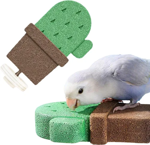 Vista 9 de 2PCS Bird Beak Grinding Stone,Bird Parrot Cage Perch Stand Platform Foot Claws Trimmer Chewing Toys,Washable Cage Furniture for Small Medium