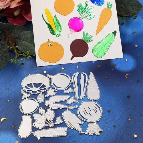 Vista 9 de Troqueles de corte de metal para verduras, calabaza, troqueles de corte para manualidades de metal, troqueles para bricolaje, álbumes de recortes