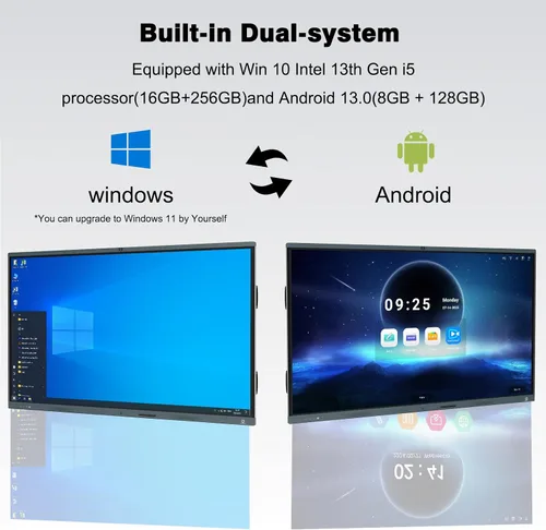 Vista 8 de Tablero inteligente, pantalla táctil 4K de 86 pulgadas, pizarra interactiva, cámara AI integrada y 8 micrófonos, computadora todo en uno con Windows