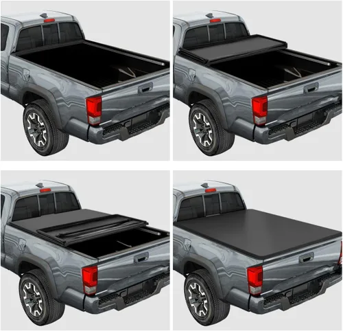 Vista 3 de Cubierta tonneau de vinilo suave de tres pliegues compatible con Nissan Frontier 05-21 Fleetside/Styleside 6 pies 1 pulgada cama