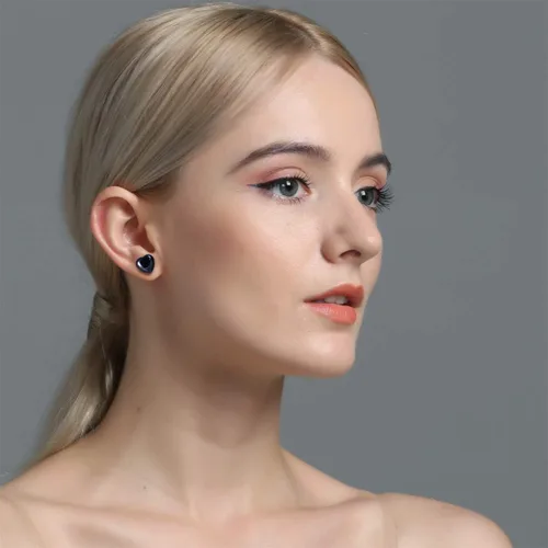Vista 4 de Jewever 925 Sterling Silver Black Obsidian Stud Earrings for Men Women Healing Crystal Bring Lucky Energy Jewelry Gifts Unisex