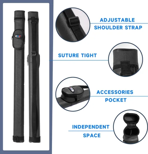 Vista 2 de GSE 1x1 Hard Billiard Pool Cue Case, Holds 1 Butt and 1 Shaft Negro