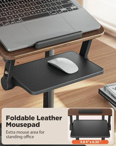Vista 4 de SAIJI Soporte para computadora portátil para escritorio, elevador estable para laptop con alfombrilla de mouse plegable, soporte de computadora
