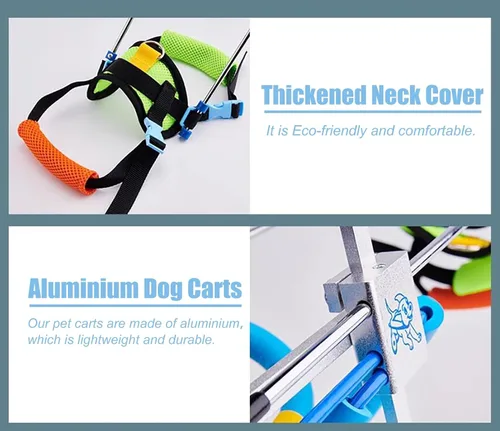Vista 3 de Silla de ruedas para perros, carrito de apoyo completo para discapacitados, patas delanteras/traseras, ajustable para silla de ruedas para mascotas