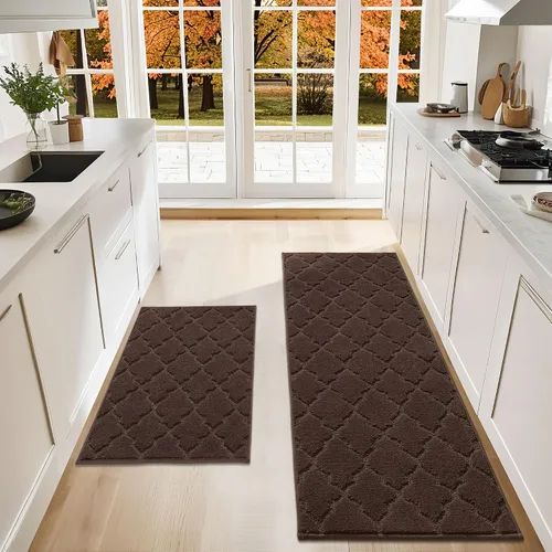 Vista 8 de COSY HOMEER Alfombras suaves de cocina [2 piezas] para el frente del fregadero súper absorbentes, tapetes y tapetes de cocina de 20 x 30 pulgadas/20