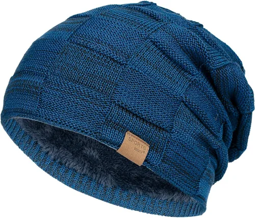 Vista 12 de Vgogfly Slouchy Beanie for Men Winter Hats for Guys Cool Beanies Mens Lined Knit Warm Thick Skully Stocking Binie Hat Negro