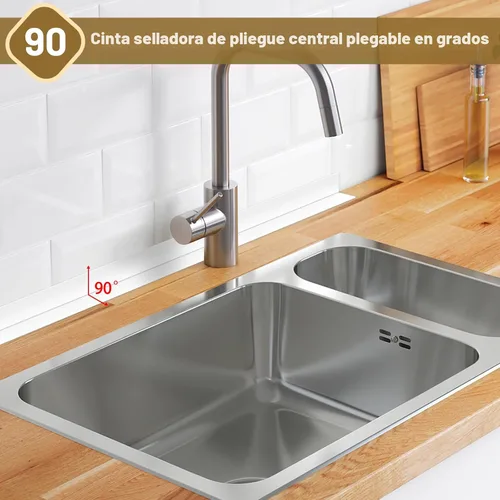 Vista 4 de Cinta de calafateo impermeable autoadhesiva, 2 rollos de cinta de sellado para inodoro, cinta de sellado para tina para cocina, baño, encimera
