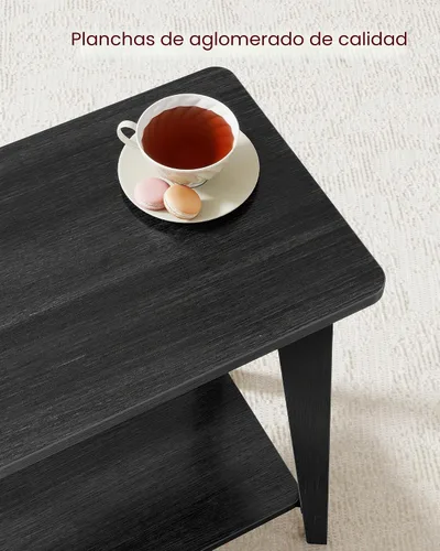 Vista 6 de VASAGLE Colección MAEZO - Mesa auxiliar, Mesa auxiliar rectangular pequeña de 2 niveles, 11.8 x 18.9 x 21.8 pulgadas, Mesita de noche con patas