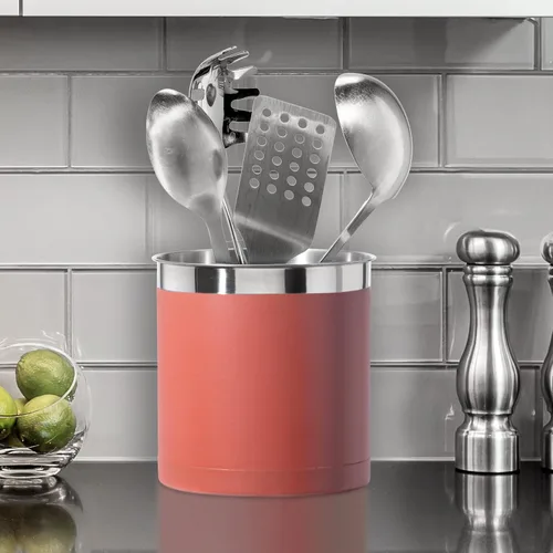 Vista 6 de OGGI - Portautensilios de acero inoxidable extragrande - Organizador de utensilios de cocina de 7", con base con peso para mayor estabilidad