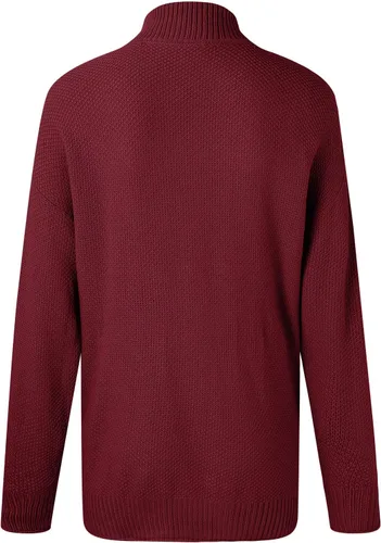 Vista 3 de CHUOAND Suéter de punto largo de cuello alto para mujer, manga murciélago, suéter largo de punto