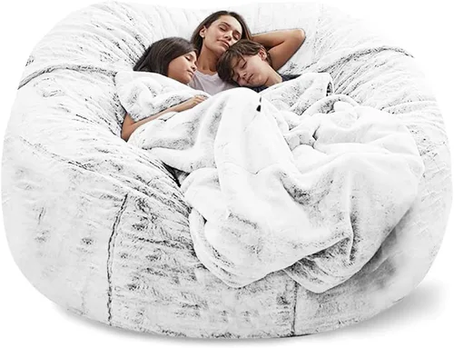 Vista 17 de Funda para silla tipo puf de piel gigante para niños y adultos, (sin relleno), muebles de sala de estar, grande, redondo, suave, esponjoso, de piel