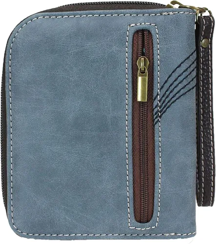 Vista 2 de CHALA Cartera con cremallera alrededor, pulsera, 8 ranuras para tarjetas de crédito, piel sintética resistente
