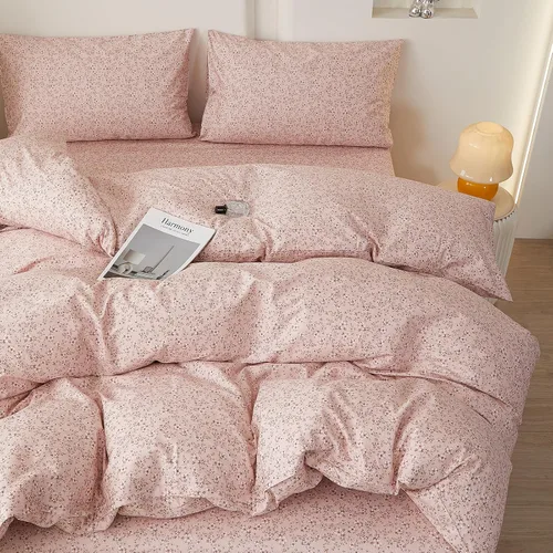 Vista 38 de Juego de funda de edredón blanca con estampado floral azul, juego de ropa de cama de algodón suave estilo bohemio, juego de ropa de cama estética