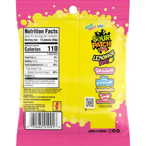 Vista 13 de SOUR PATCH KIDS Lemonade Fest - Caramelos de gomita suaves y masticables, caramelos a granel, 12 bolsas