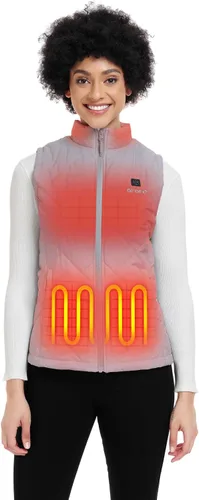 Vista 16 de ORORO - Chaleco térmico ligero, chaleco calefactable, con batería, para mujer