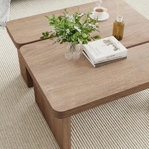 Vista 8 de Mesa de centro de granja, mesa central decorativa de 53 pulgadas con base gruesa, múltiples diseños, cambia entre mesa cuadrada y rectangular