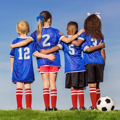 Vista 6 de Unittype 6 pares de calcetines de fútbol para niños pequeños de 3-67-1314 años más de edad, calcetines de fútbol a rayas
