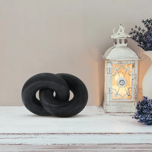 Vista 7 de Yalikop - Decoración de 2 eslabones de madera con nudos, color negro