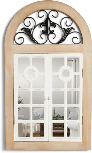 Vista 2 de Shutter Farmhouse - Espejo de pared para ventana, decoración envejecida para montaje en pared, 34 x 20 pulgadas