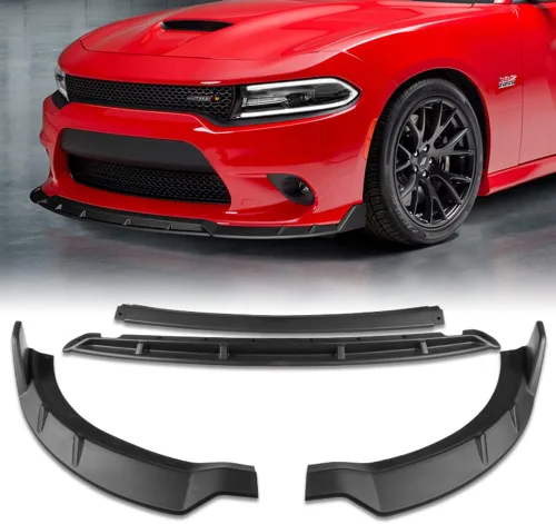 Vista 2 de Q1-TECH - Difusor de 10 piezas para parachoques delantero y falda lateral, compatible con Dodge Charger SRT 2015, 2016, 2017, 2018, 2019, 2022