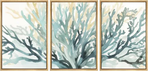 Vista 94 de MUDECOR Lienzo enmarcado para pared, juego de arte de acuarela pastel, bosque de pinos, naturaleza silvestre, ilustraciones modernas, decorativas