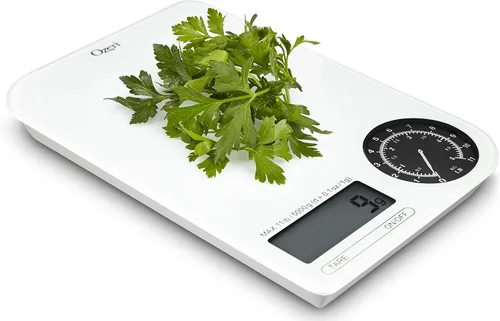 Vista 3 de Ozeri ZK18-WB Rev - Báscula digital de cocina con esfera electromecánica de peso, esfera negra